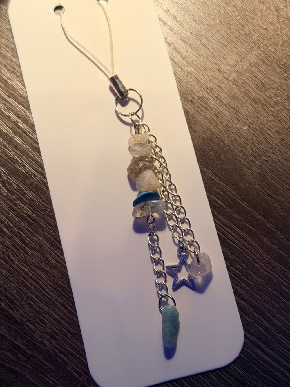 Handcrafted Blue & Clear Beaded phone charm